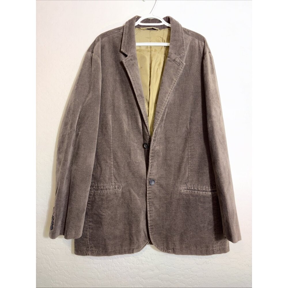 Gap Men XL Brown‎ Suede Cotton Academia Y2K VTG Preppy 2-Button Blazer Grandpa